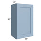 RTA Sky Blue Shaker 18" x 30" Wall Cabinet with 1 Decorative End Panel and Glass Door