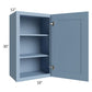 RTA Sky Blue Shaker 18" x 30" Wall Cabinet with 1 Decorative End Panel and Glass Door