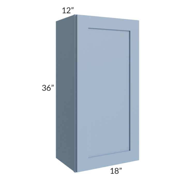 RTA Sky Blue Shaker 18" x 36" Wall Cabinet with 1 Decorative End Panel