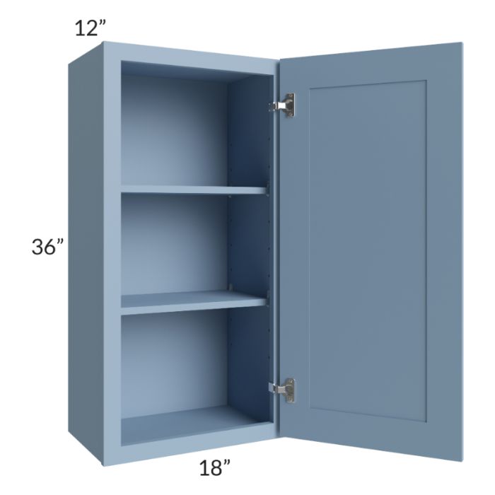 RTA Sky Blue Shaker 18" x 36" Wall Cabinet with 1 Decorative End Panel