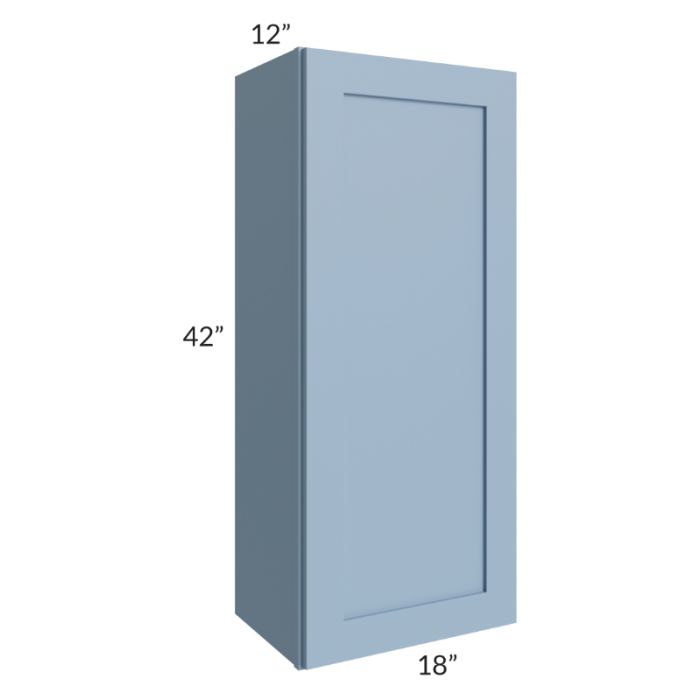 RTA Sky Blue Shaker 18" x 42" Wall Cabinet with 1 Decorative End Panel