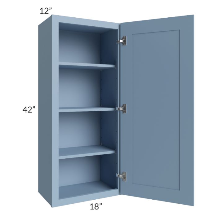 RTA Sky Blue Shaker 18" x 42" Wall Cabinet with 1 Decorative End Panel