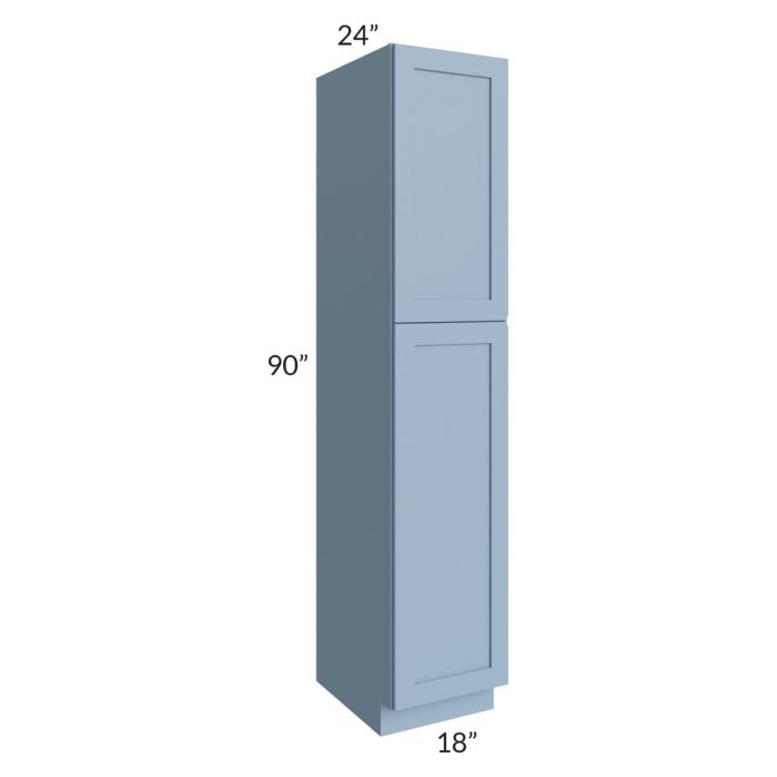 RTA Sky Blue Shaker 18" x 90" Wall Pantry with 2 Roll Out Trays and with 2 Decorative End Panels