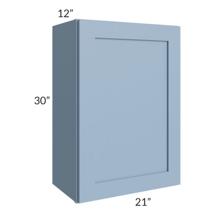 RTA Sky Blue Shaker 21" x 30" Wall Cabinet with 2 Decorative End Panels