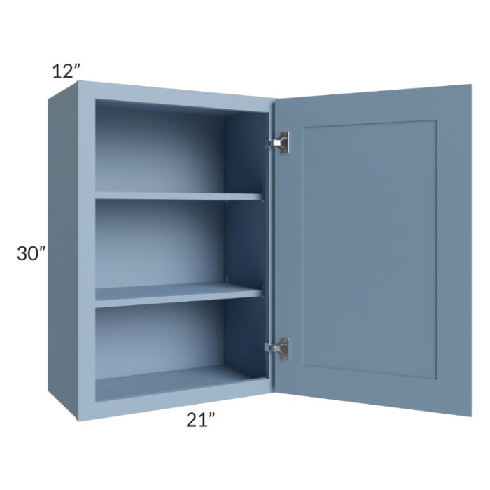 RTA Sky Blue Shaker 21" x 30" Wall Cabinet with 2 Decorative End Panels