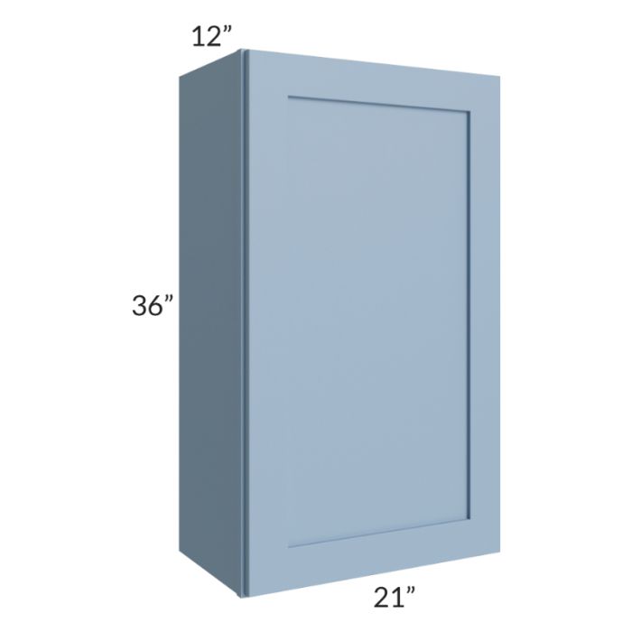 RTA Sky Blue Shaker 21" x 36" Wall Cabinet with 2 Decorative End Panels