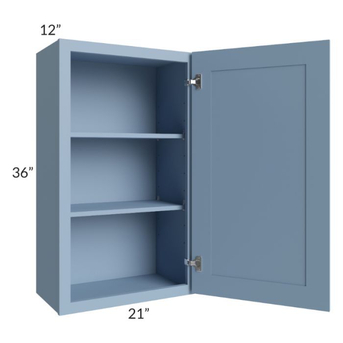 RTA Sky Blue Shaker 21" x 36" Wall Cabinet with 2 Decorative End Panels