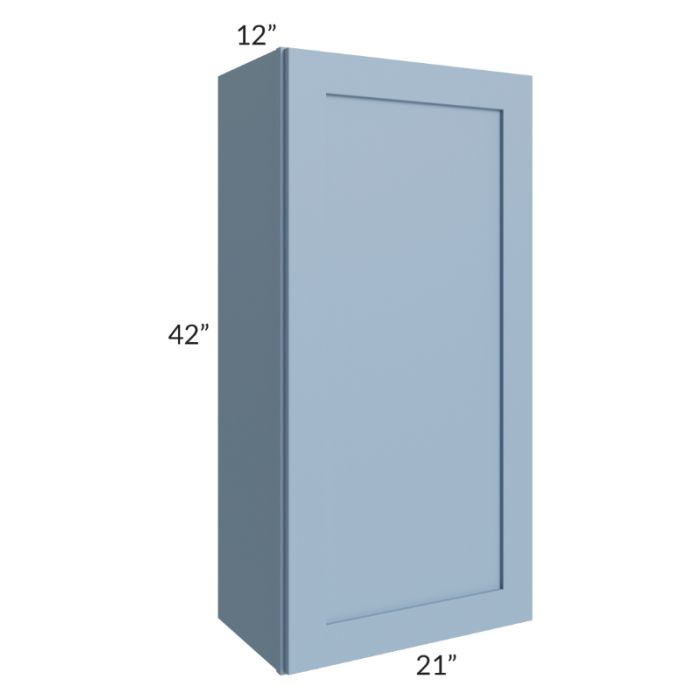 RTA Sky Blue Shaker 21" x 42" Wall Cabinet with 1 Decorative End Panel