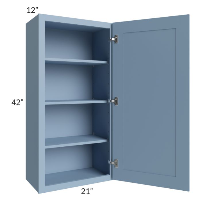 RTA Sky Blue Shaker 21" x 42" Wall Cabinet with 1 Decorative End Panel