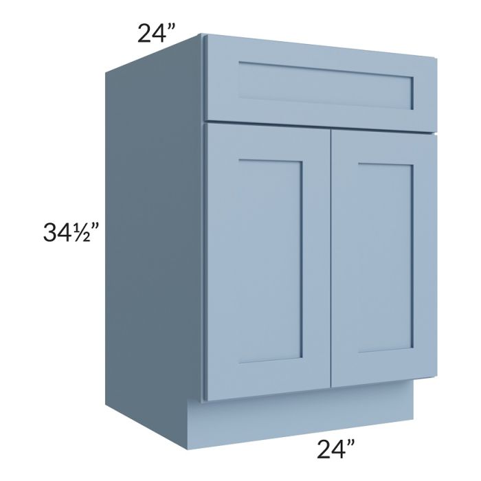 RTA Sky Blue Shaker 24" Base Cabinet with 2 Roll Out Trays and 2 Decorative End Panels