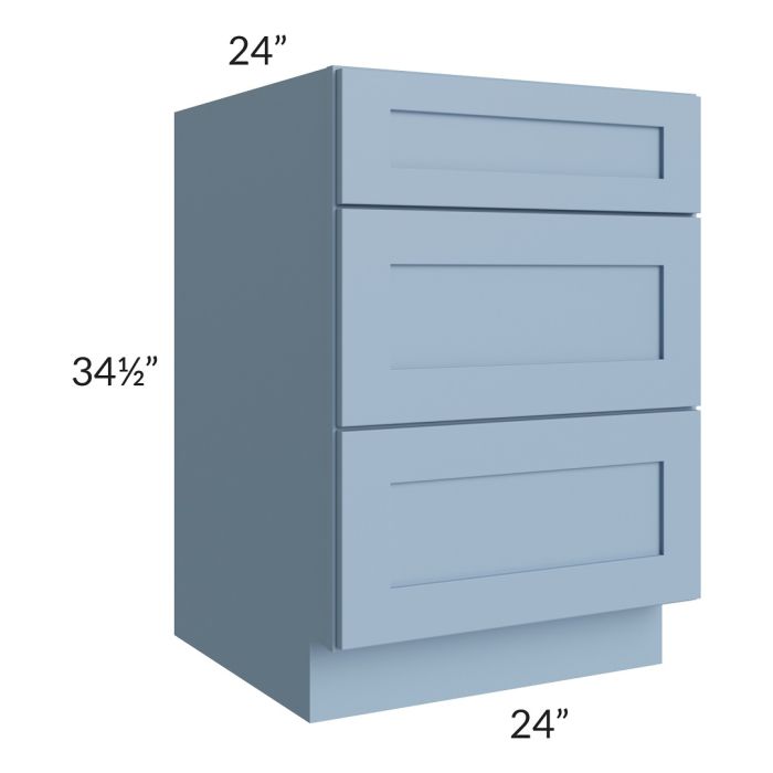RTA Sky Blue Shaker 24" Drawer Base Cabinet with 1 Decorative End Panel