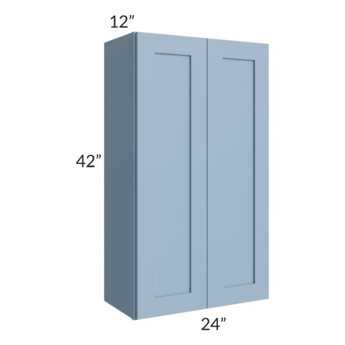 RTA Sky Blue Shaker 24" x 42" Wall Cabinet with 1 Decorative End Panel
