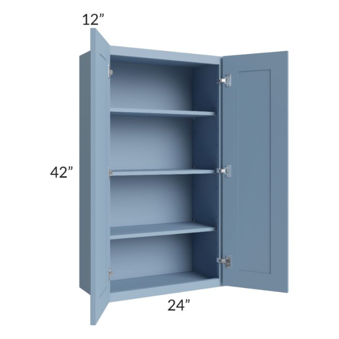 RTA Sky Blue Shaker 24" x 42" Wall Cabinet with 1 Decorative End Panel