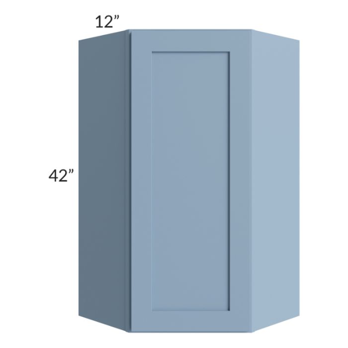 RTA Sky Blue Shaker 24" x 42" Wall Diagonal Corner Cabinet with Glass Door