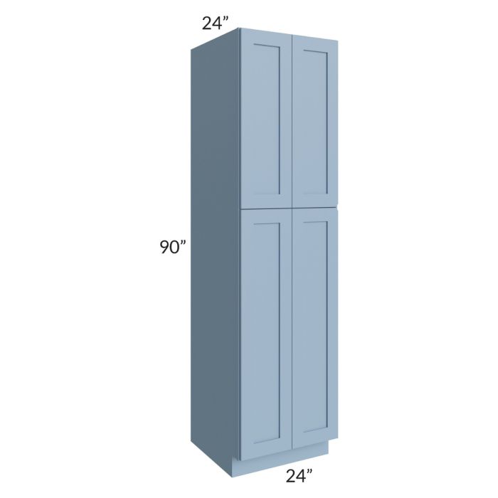 RTA Sky Blue Shaker 24" x 90" Wall Pantry with 1 Roll Out Tray and with 2 Decorative End Panels