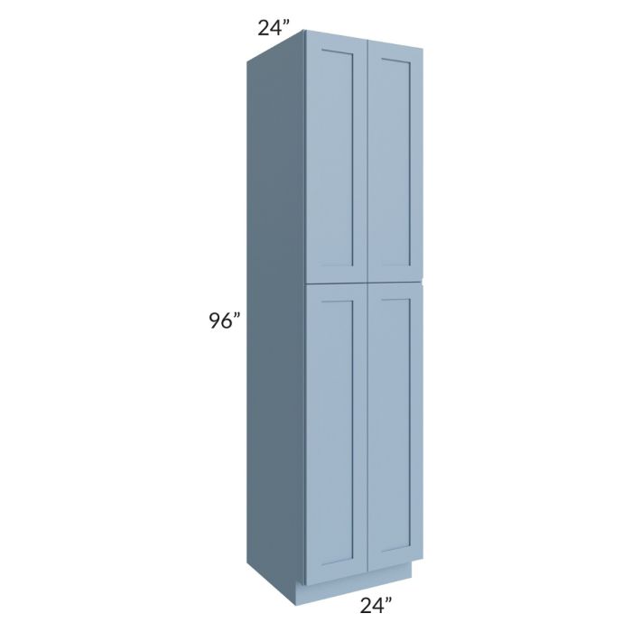RTA Sky Blue Shaker 24" x 96" Wall Pantry with 1 Roll Out Tray and with 2 Decorative End Panels