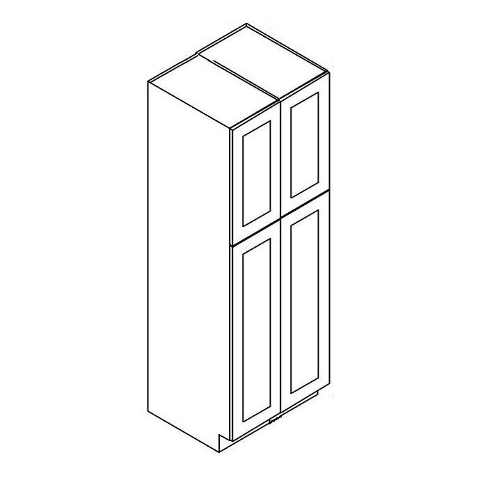 RTA Sky Blue Shaker 24" x 96" Wall Pantry with 3 Roll Out Trays and with 1 Decorative End Panel
