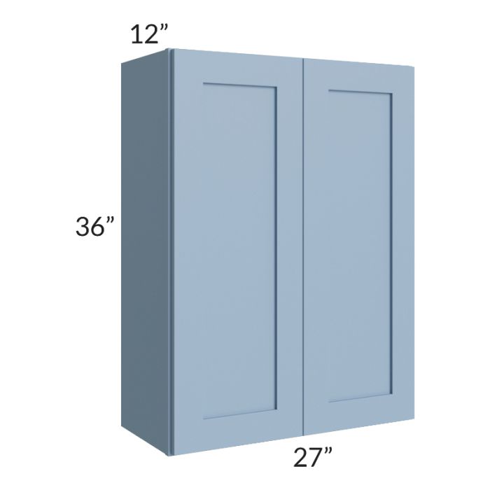 RTA Sky Blue Shaker 27" x 36" Wall Cabinet with 1 Decorative End Panel