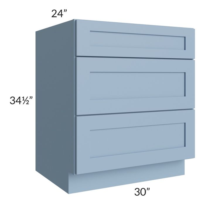 RTA Sky Blue Shaker 30" Drawer Base Cabinet with 2 Decorative End Panels