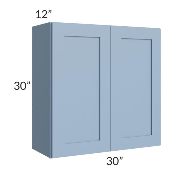 RTA Sky Blue Shaker 30" x 30" Wall Cabinet with Glass Door