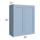 RTA Sky Blue Shaker 30" x 36" Wall Cabinet with 2 Decorative End Panels