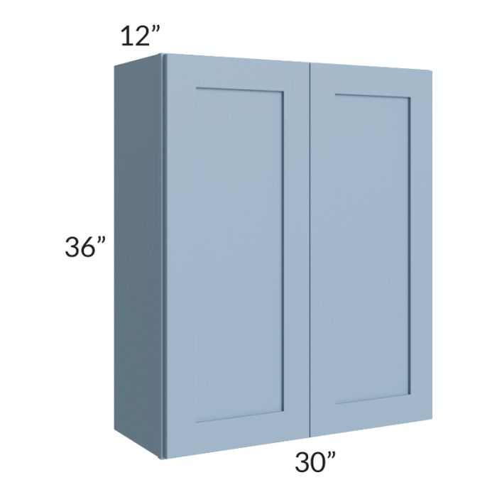 RTA Sky Blue Shaker 30" x 36" Wall Cabinet with Glass Door