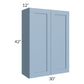 RTA Sky Blue Shaker 30" x 42" Wall Cabinet with 2 Decorative End Panels