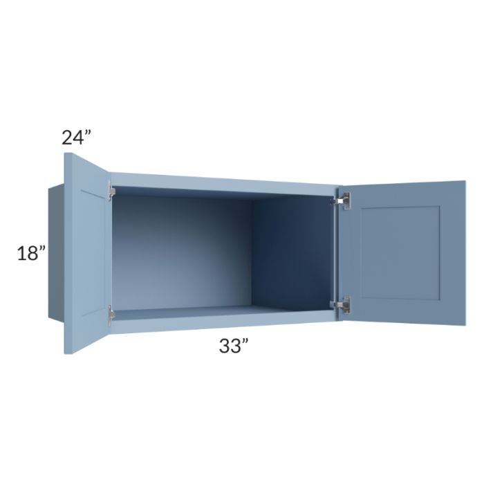 RTA Sky Blue Shaker 33" x 18" x 24" Wall Cabinet
