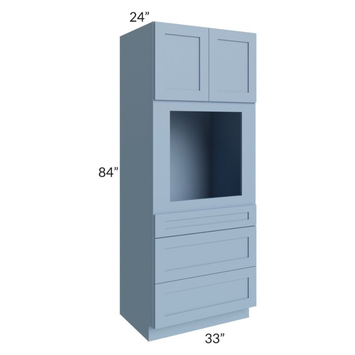 RTA Sky Blue Shaker 33" x 84" Oven Cabinet with 2 Decorative Panels