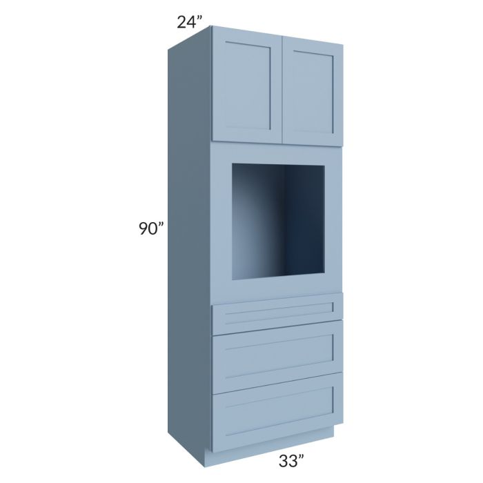 RTA Sky Blue Shaker 33" x 90" Oven Cabinet with 2 Decorative Panels