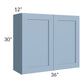 RTA Sky Blue Shaker 36" x 30" Wall Cabinet with 2 Decorative End Panels