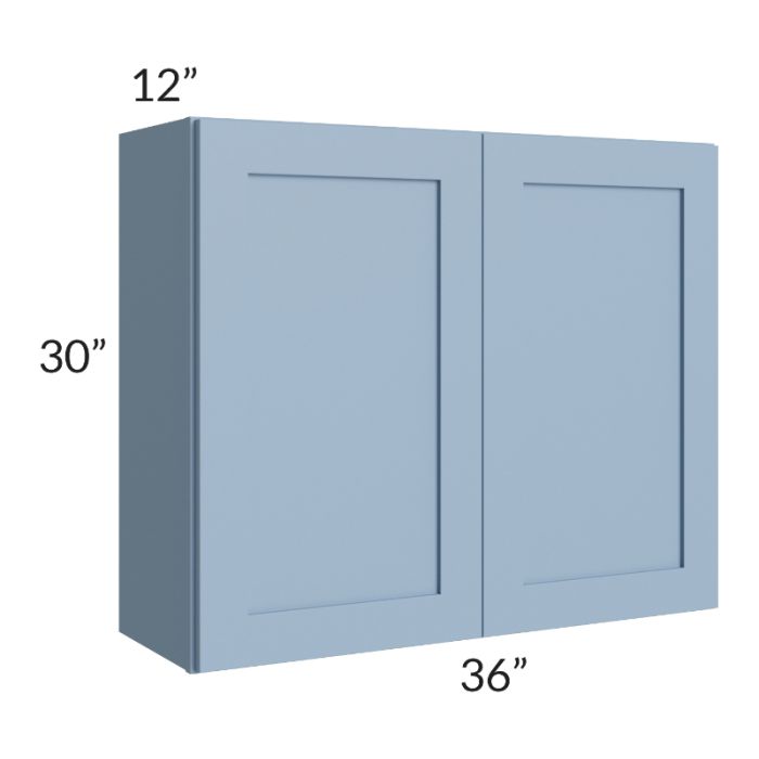 RTA Sky Blue Shaker 36" x 30" Wall Cabinet with 2 Decorative End Panels
