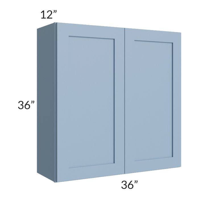 RTA Sky Blue Shaker 36" x 36" Wall Cabinet with 1 Decorative End Panel