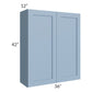 RTA Sky Blue Shaker 36" x 42" Wall Cabinet with 2 Decorative End Panels