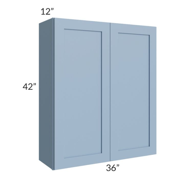 RTA Sky Blue Shaker 36" x 42" Wall Cabinet with 2 Decorative End Panels
