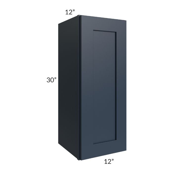 RTA Southport Blue Shaker 12" x 30" Wall Cabinet with Glass Door