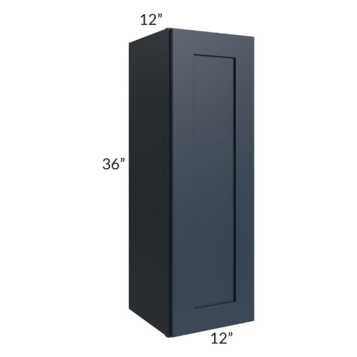 RTA Southport Blue Shaker 12" x 36" Wall Cabinet with 1 Decorative End Panel