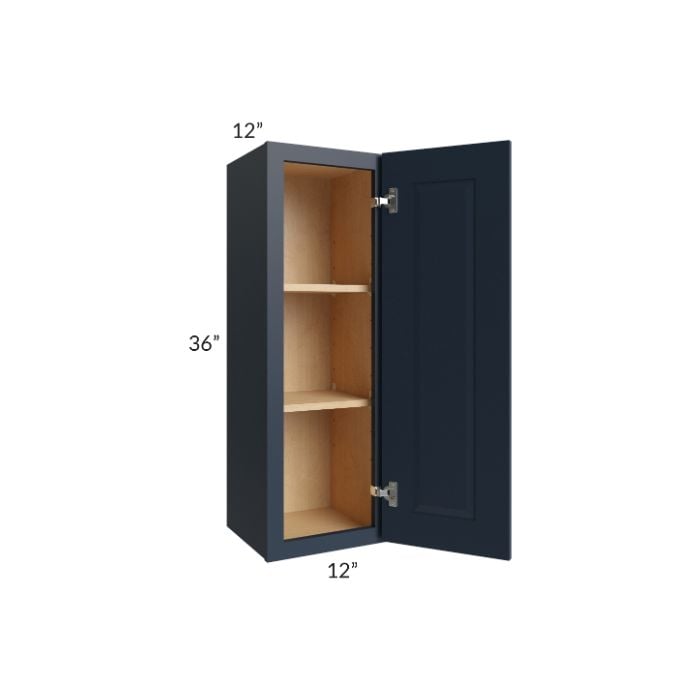 RTA Southport Blue Shaker 12" x 36" Wall Cabinet with 1 Decorative End Panel