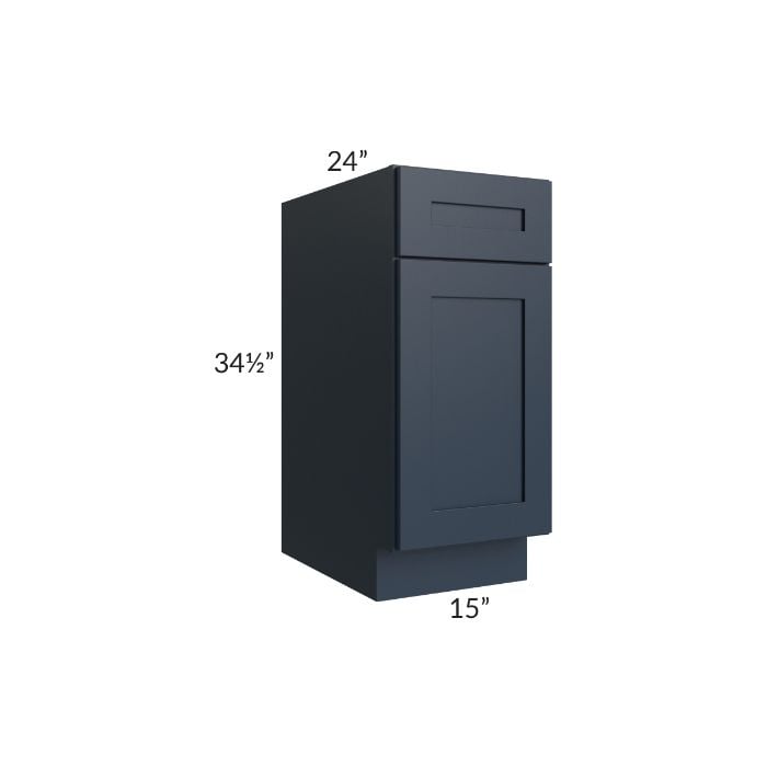 RTA Southport Blue Shaker 15" Base Cabinet with 2 Roll Out Trays
