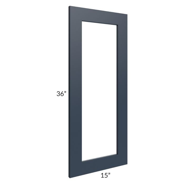 RTA Southport Blue Shaker 15" x 36" Glass Door Only (can be used with a 24" x 36" corner cabinet)