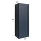 RTA Southport Blue Shaker 15" x 42" Wall Cabinet with 2 Decorative End Panels and Glass Door