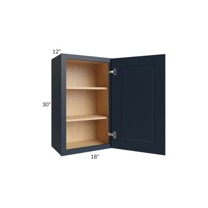 RTA Southport Blue Shaker 18" x 30" Wall Cabinet with Glass Door