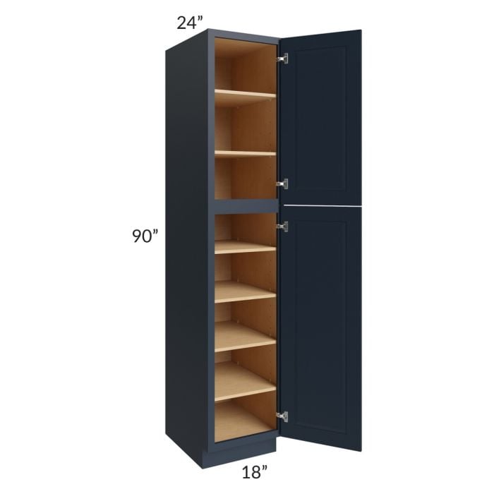 RTA Southport Blue Shaker 18" x 90" Wall Pantry with 3 Roll Out Trays
