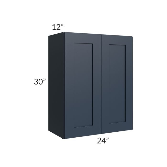 RTA Southport Blue Shaker 24" x 30" Wall Cabinet with 2 Decorative End Panels