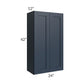 RTA Southport Blue Shaker 24" x 42" Wall Cabinet with Glass Door