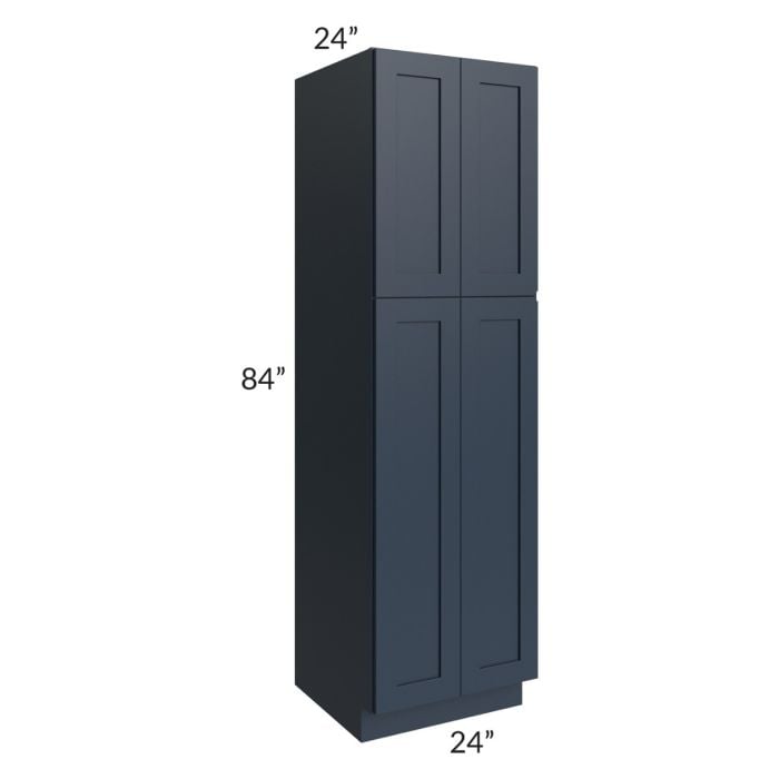 RTA Southport Blue Shaker 24" x 84" Wall Pantry with 1 Side Decorative End Panel and 4 Roll Out Trays