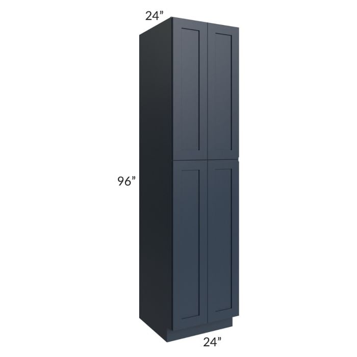 RTA Southport Blue Shaker 24" x 96" Wall Pantry with 1 Side Decorative End Panel and 1 Roll Out Tray