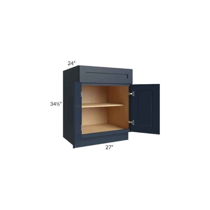 RTA Southport Blue Shaker 27" Base Cabinet with 1 Roll Out Tray