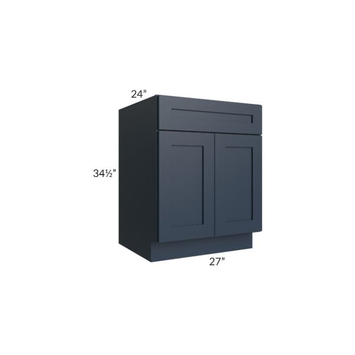 RTA Southport Blue Shaker 27" Base Cabinet with Pot and Pan Roll Out Kit