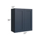 RTA Southport Blue Shaker 27" x 30" Wall Cabinet with Glass Door